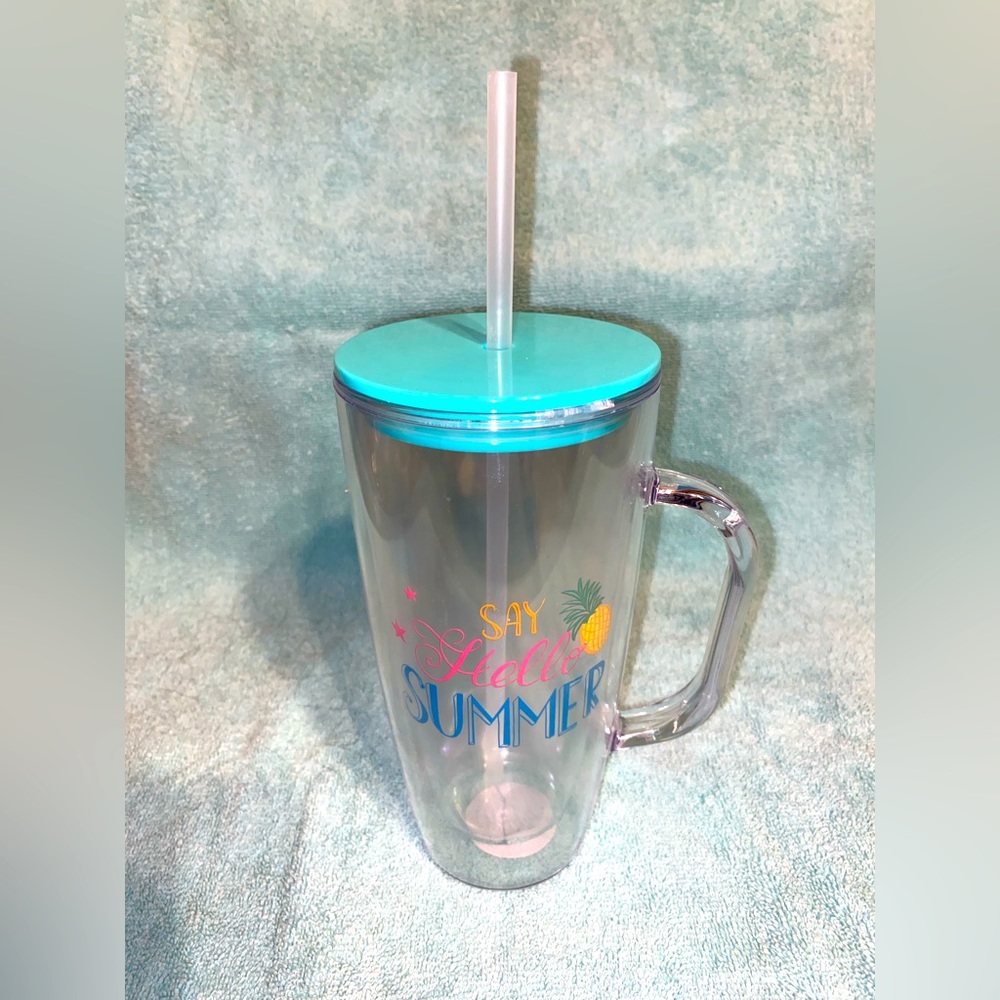 New 25fl oz Say Hello Summer Double Wall Tumbler w/ handle